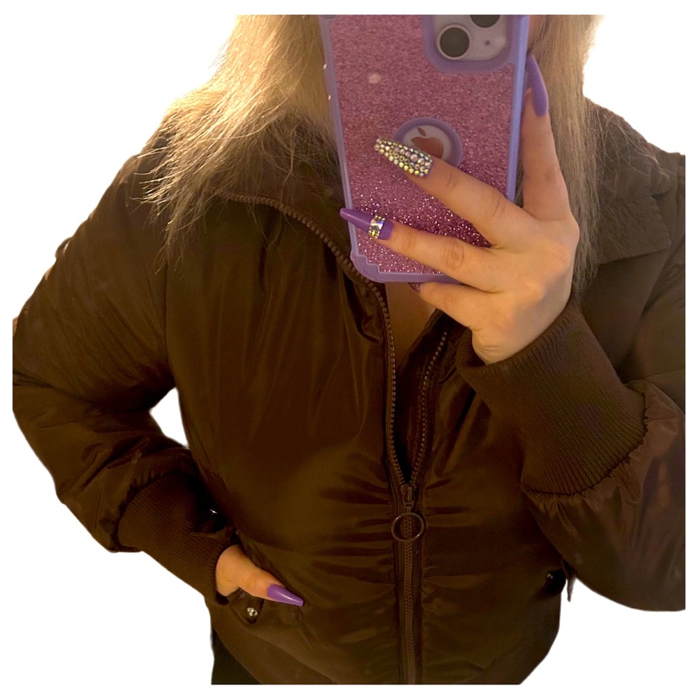 Women’s Chocolate Brown Bomber Puffer Jacket NEW WITH TAGS - Picture 16 of 16